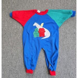 VTG Mini Wear Baby Toddler Boy Bright Primary Color Dinosaur Romper 24 Months